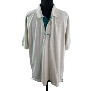 Vintage ADIDAS 90s Heather Gray Green Men Polo Shirt Collared Golf Size Large L